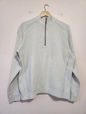 Tommy Bahama Heather Grey Marlin Logo Quarter Zip Mock Neck Pullover Sweatshirt